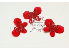 Red Butterfly Padded Applique (4.2 x 3.1 cm), Pack of 5